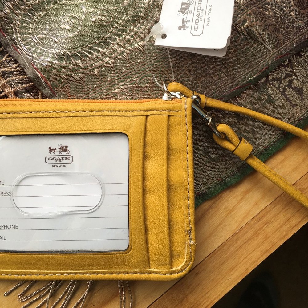 NWT Yellow Coach Zip Wristlet Wallet - Picture 6 of 8